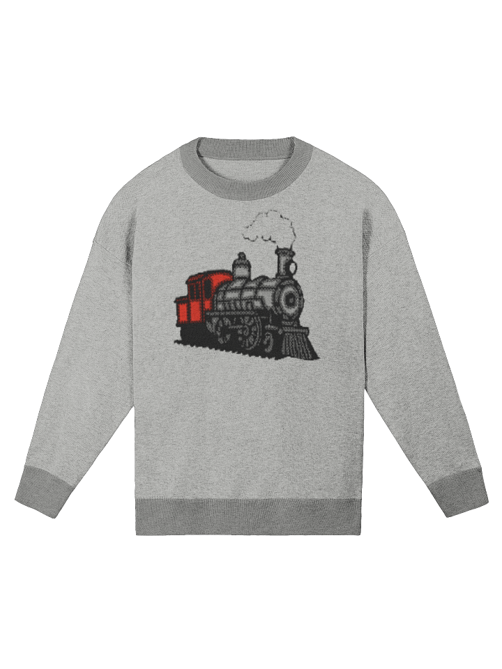 Steam Train Jacquard Sweater – Relaxed Knit Pullover with Vintage Locomotive Design product image (4)