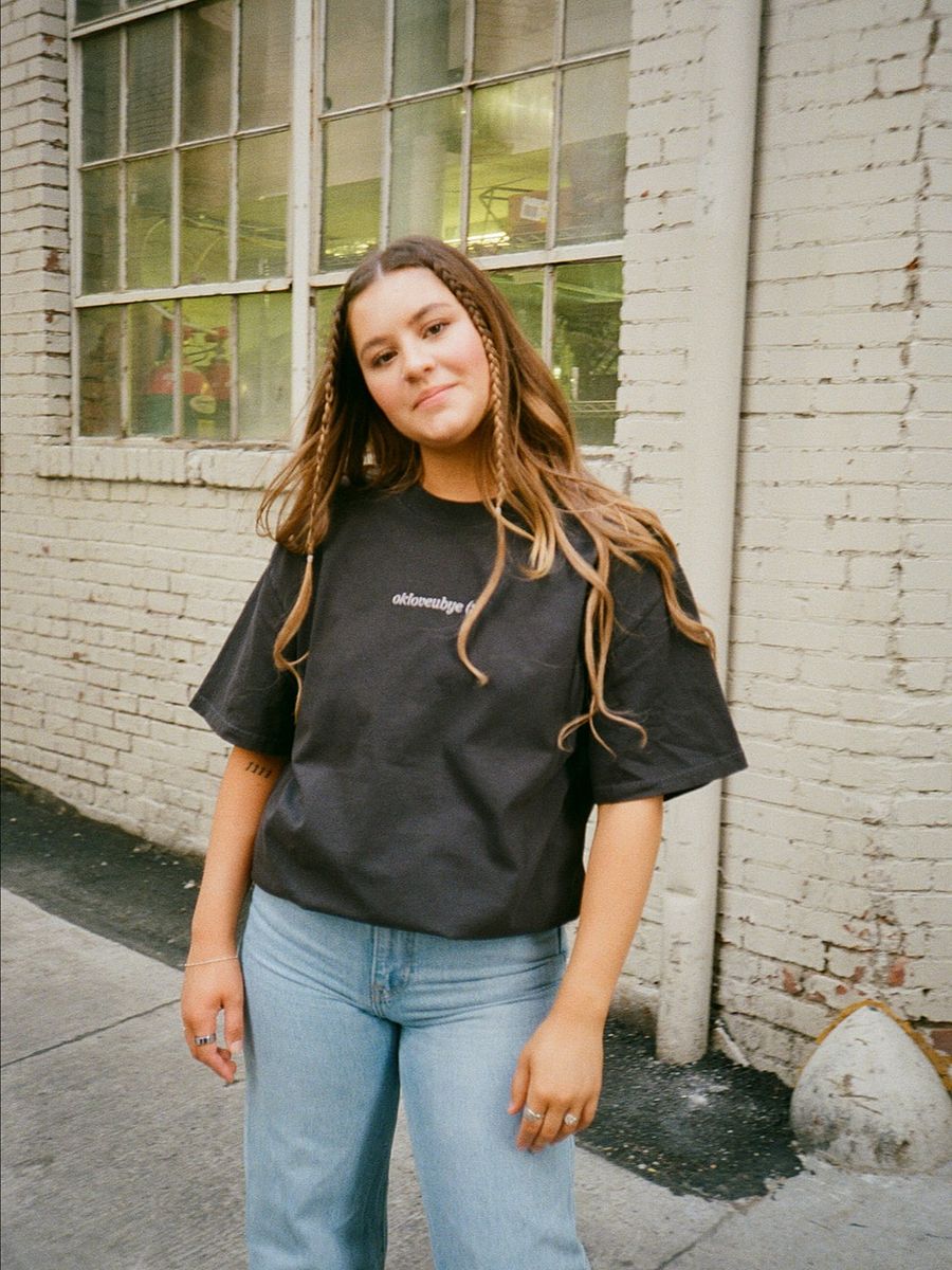 OKLOVEUBYE EMBROIDERED TEE (BLACK + GREY) product image (3)