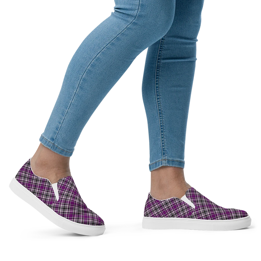 Purple, Gray, and Black Plaid Women's Slip-On Shoes product image (7)