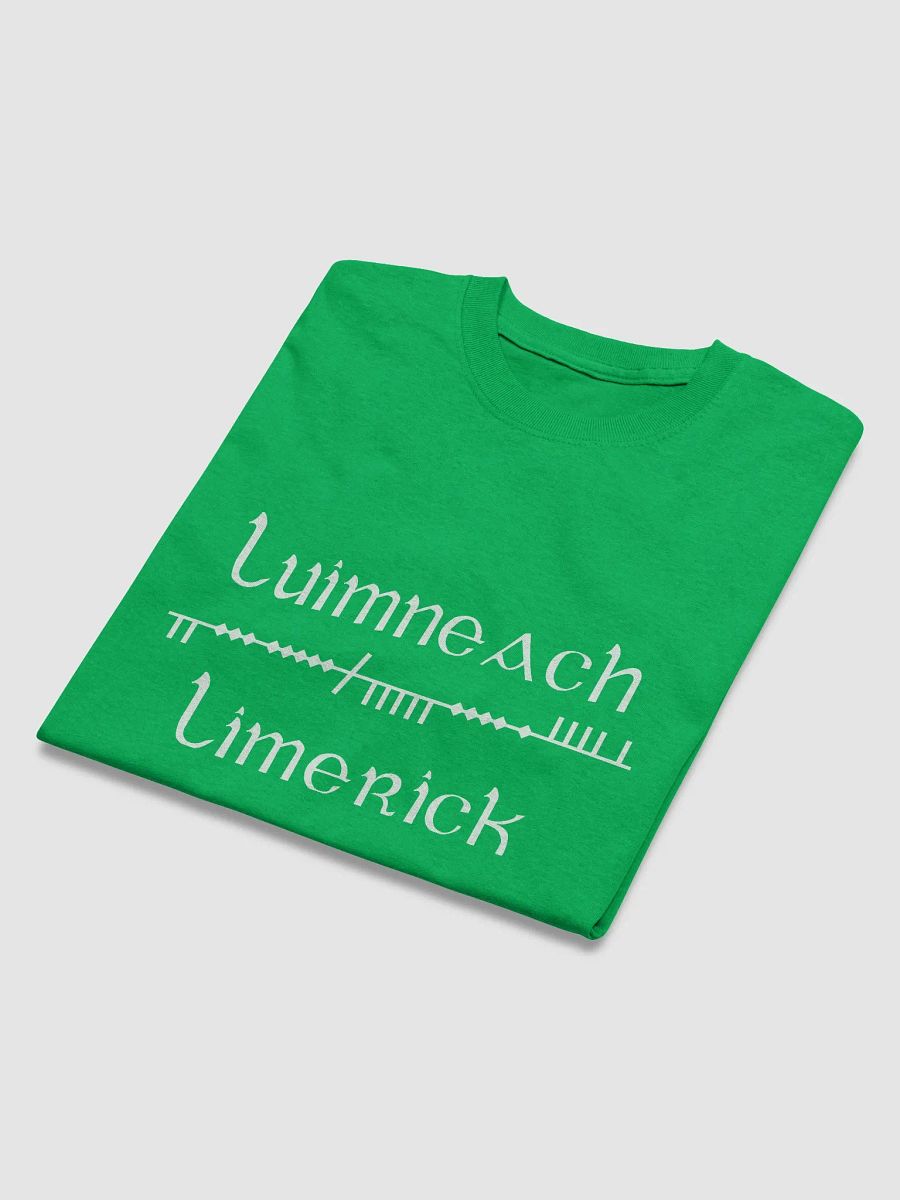 Limerick/Luimneach Scholastic style Ogham, Green Printed T-shirt product image (3)