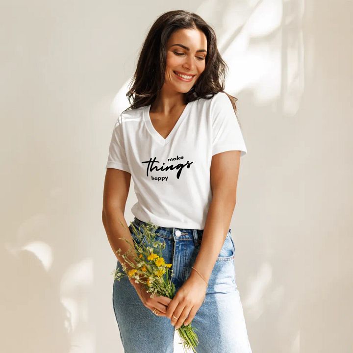 'Make Things Happy' Women's V-Neck Tee product image (26)