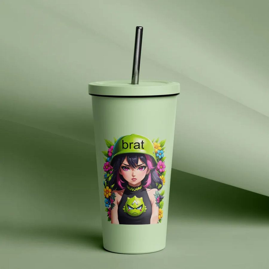 Brat 20 oz Tumbler Cup - Mint - Insulated Tumbler with a Straw v6 product image (12)