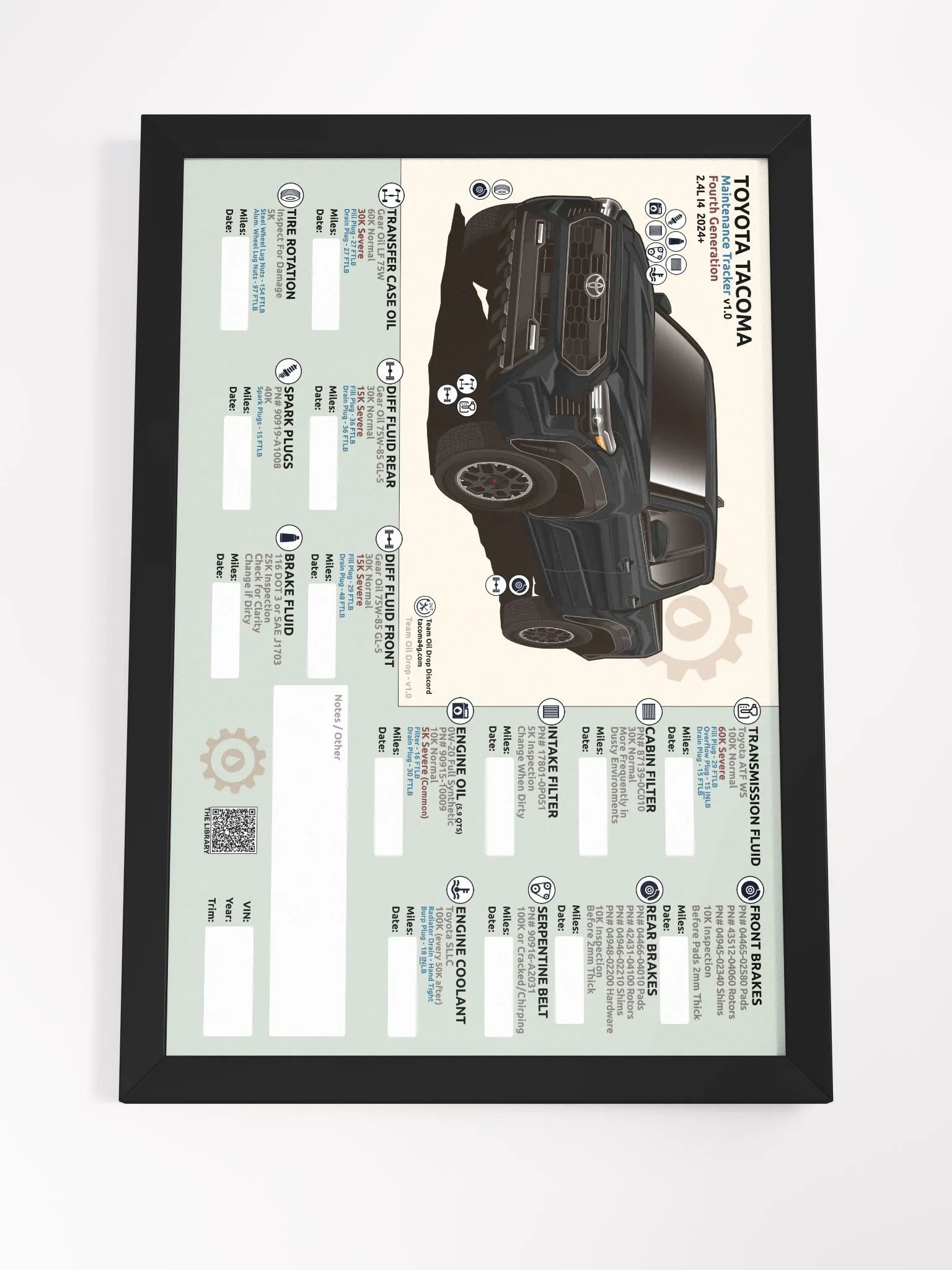 4th GEN MAINTENANCE TRACKER V1.0 - Black (FRAMED) product image (5)