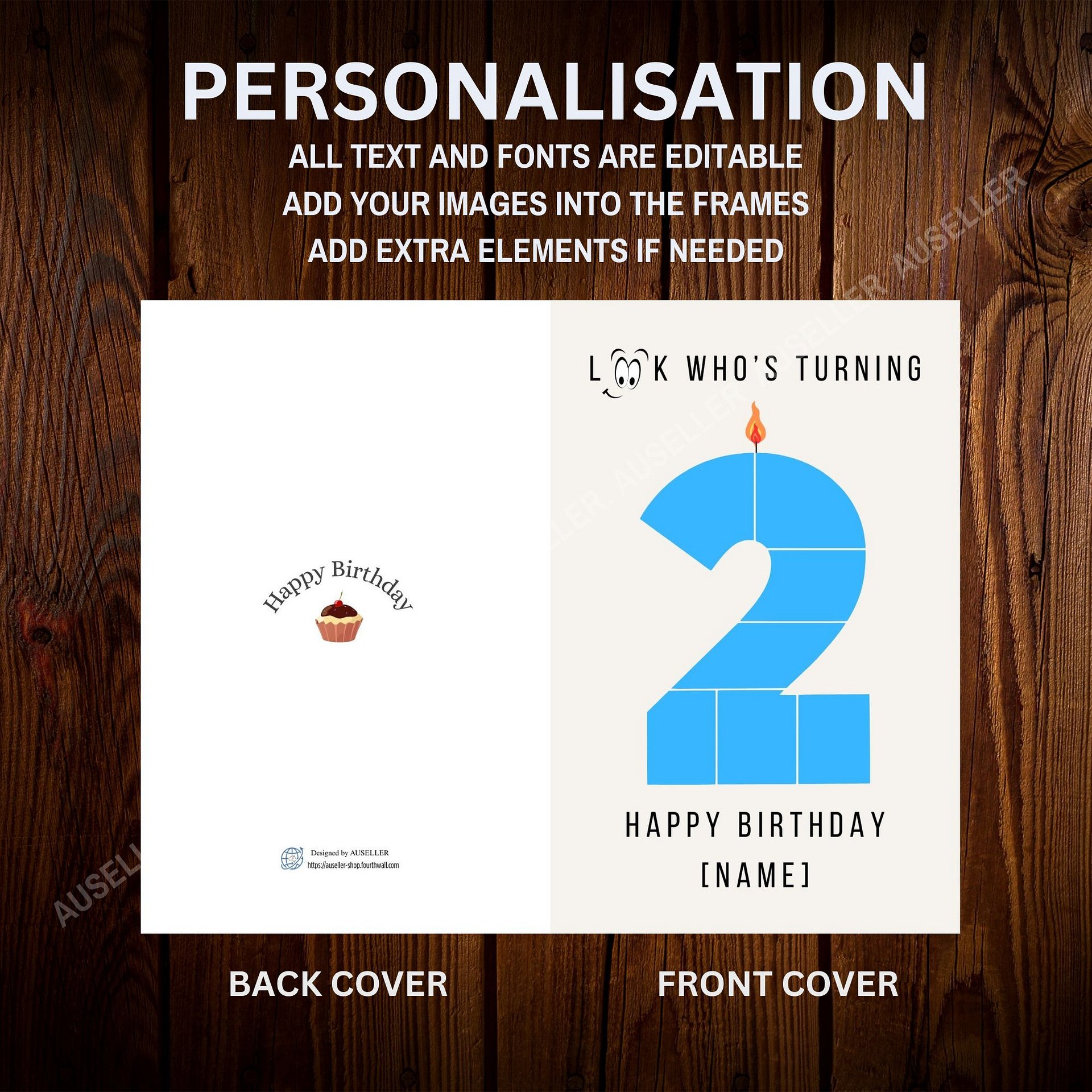 2nd Birthday Number Photo Card Canva Template product image (5)