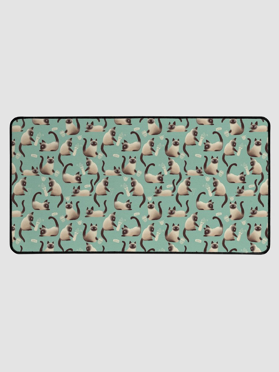 Bad Siamese Cats Knocking Stuff Over Patterned Desk Mat, Mint product image (1)