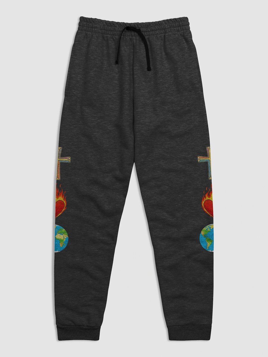 Colorful Cross Burning Heart Globe Art Unisex Joggers product image (5)