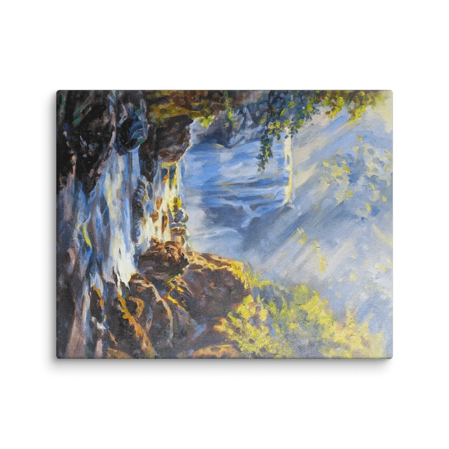 Mountain trails and waterfalls-Oil Painting Canvas Print product image (2)