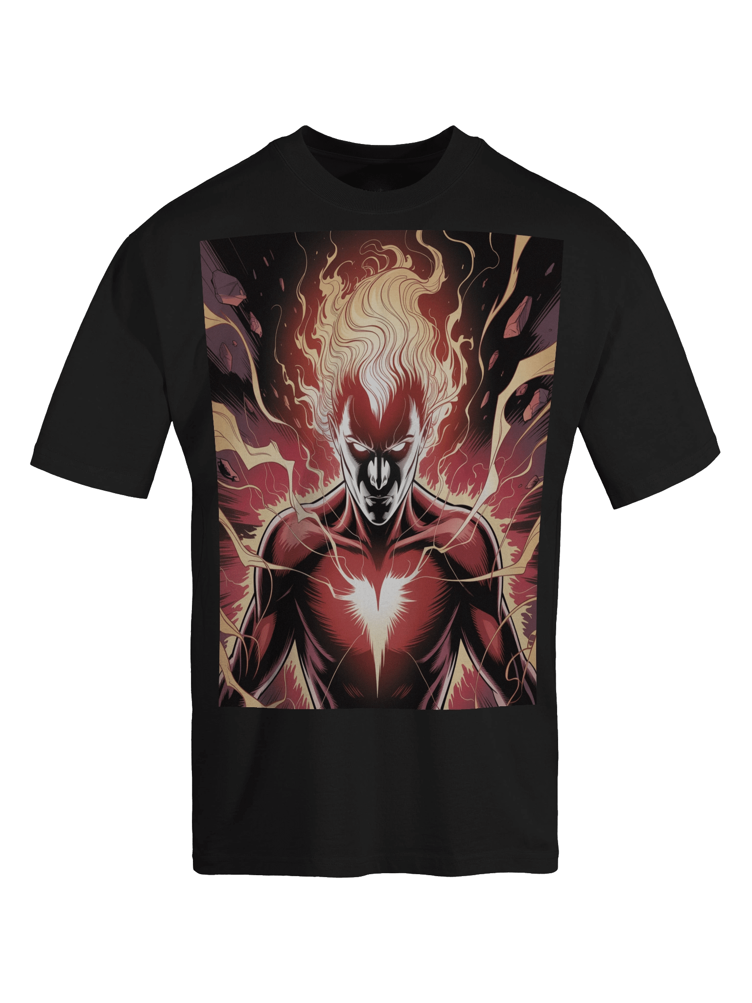 Dark Phoenix Flame Fury Oversized Faded T-Shirt – Cosmic Wing Eclipse product image (1)