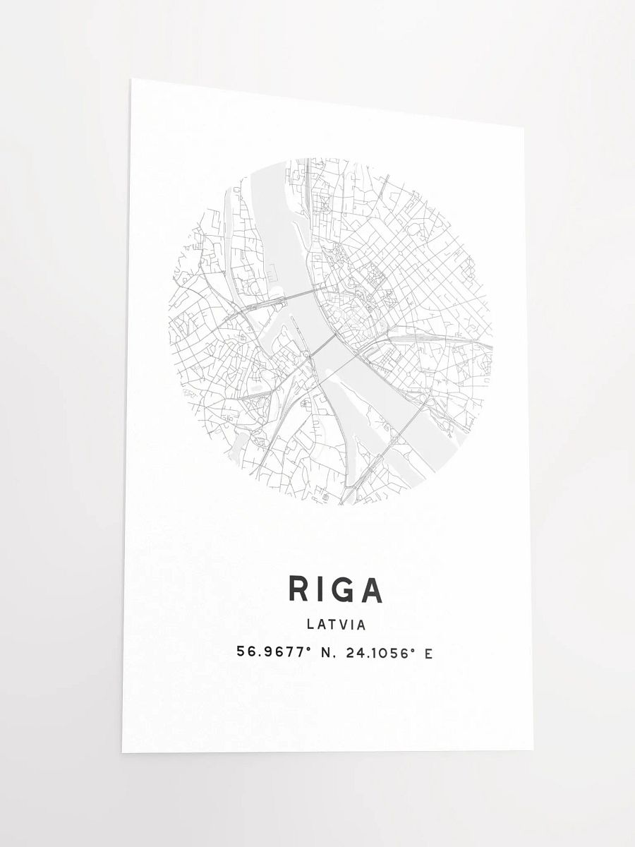Riga Street Map Poster – White Minimalist Circular City Art product image (6)