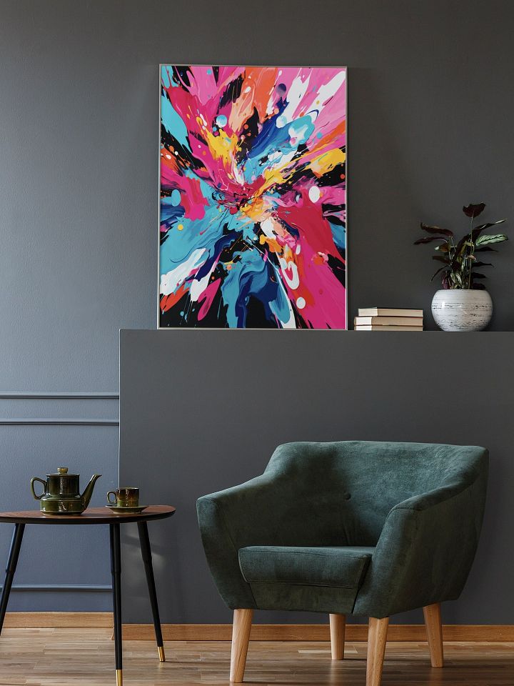 Explosive Color Burst Abstract Art Poster, Dynamic Splatter Paint Wall Art, Lively Modern Decor for Trendy Home and Creative Office product image (2)