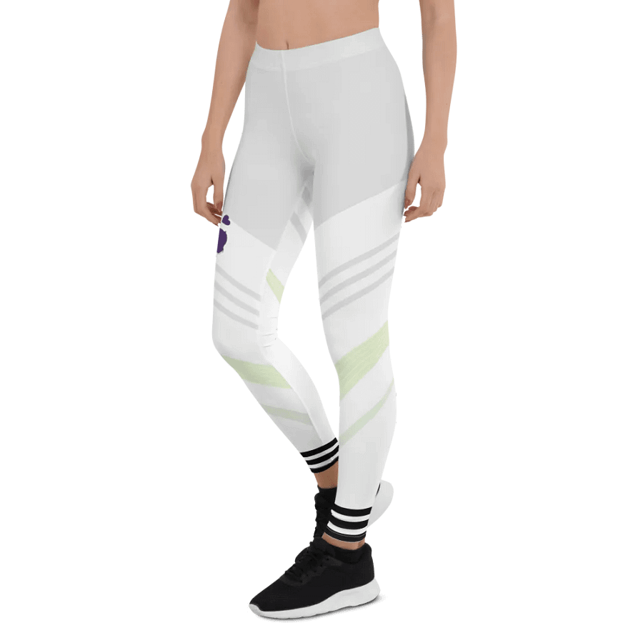All-Over Print Leggings-Backfill Geometric 163 with Pink Lady design, black stripes. product image (6)
