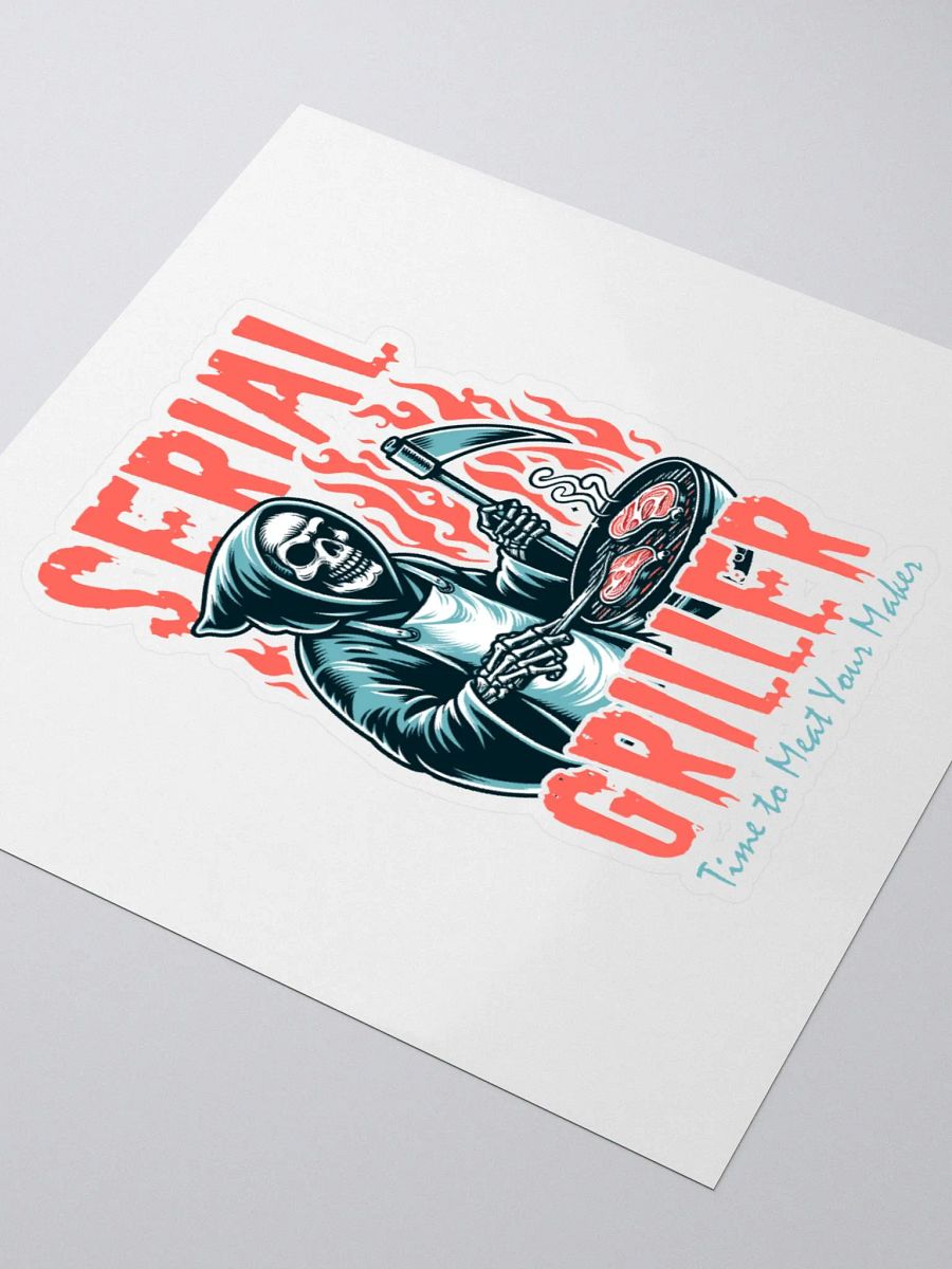 Serial Griller Grim Reaper BBQ Humor Sticker product image (3)