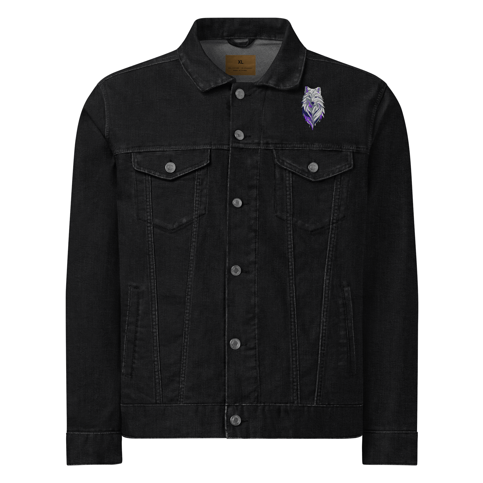 Wolf Embroidered Denim Jacket product image (1)