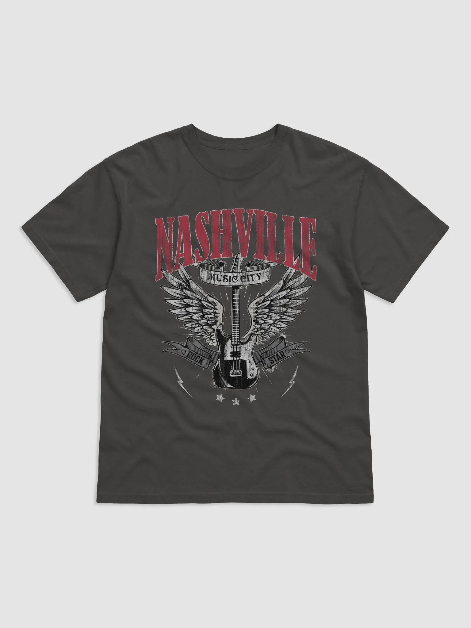 Nashville, Tennessee Music City Tee | Grunge Western Rock T-Shirt of a Guitar with Wings product image (12)