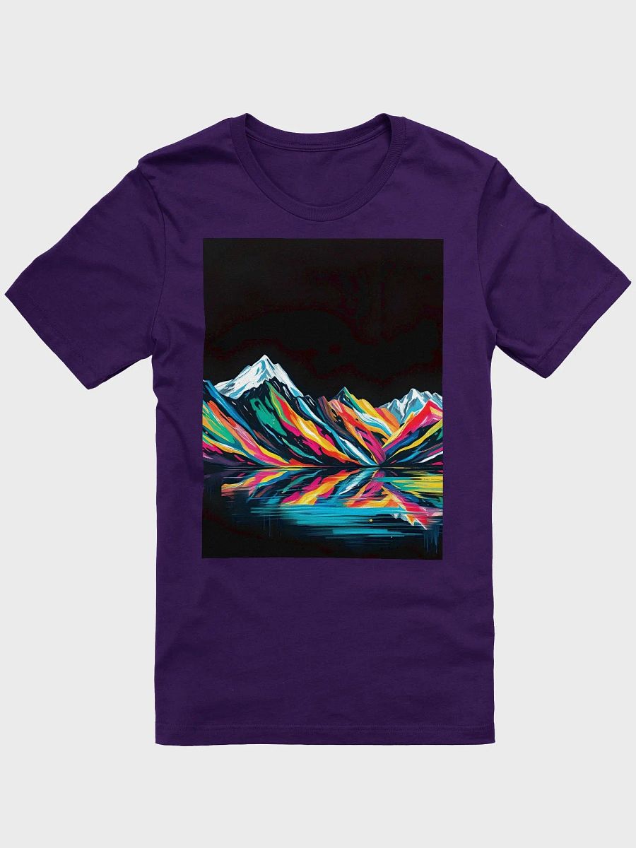 Mountains with reflection on glacial lake with negative space deep black night sky supersoft tee product image (1)