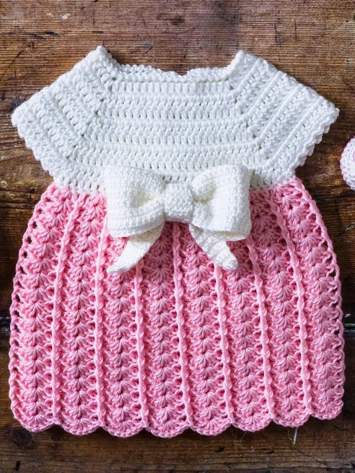 Crochet Pattern: Easy Baby Dress (with 3D Bow) product image (1)