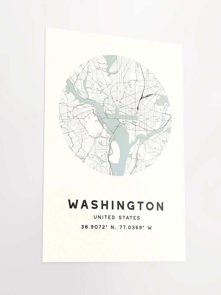 Washington Street Map Poster – Beige Minimalist Circular City Art product image (5)