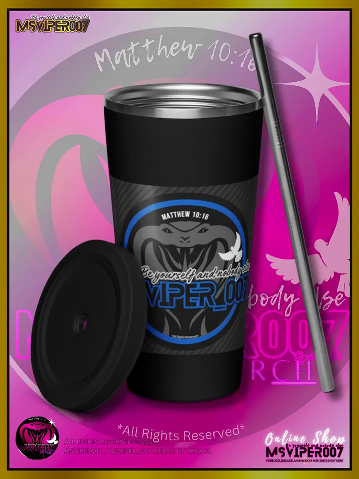 Tumbler - "MsViper_007™ Brand [blue/blk] - Support&Sport" Insulated Tumbler with a Straw By Anna H. product image (1)