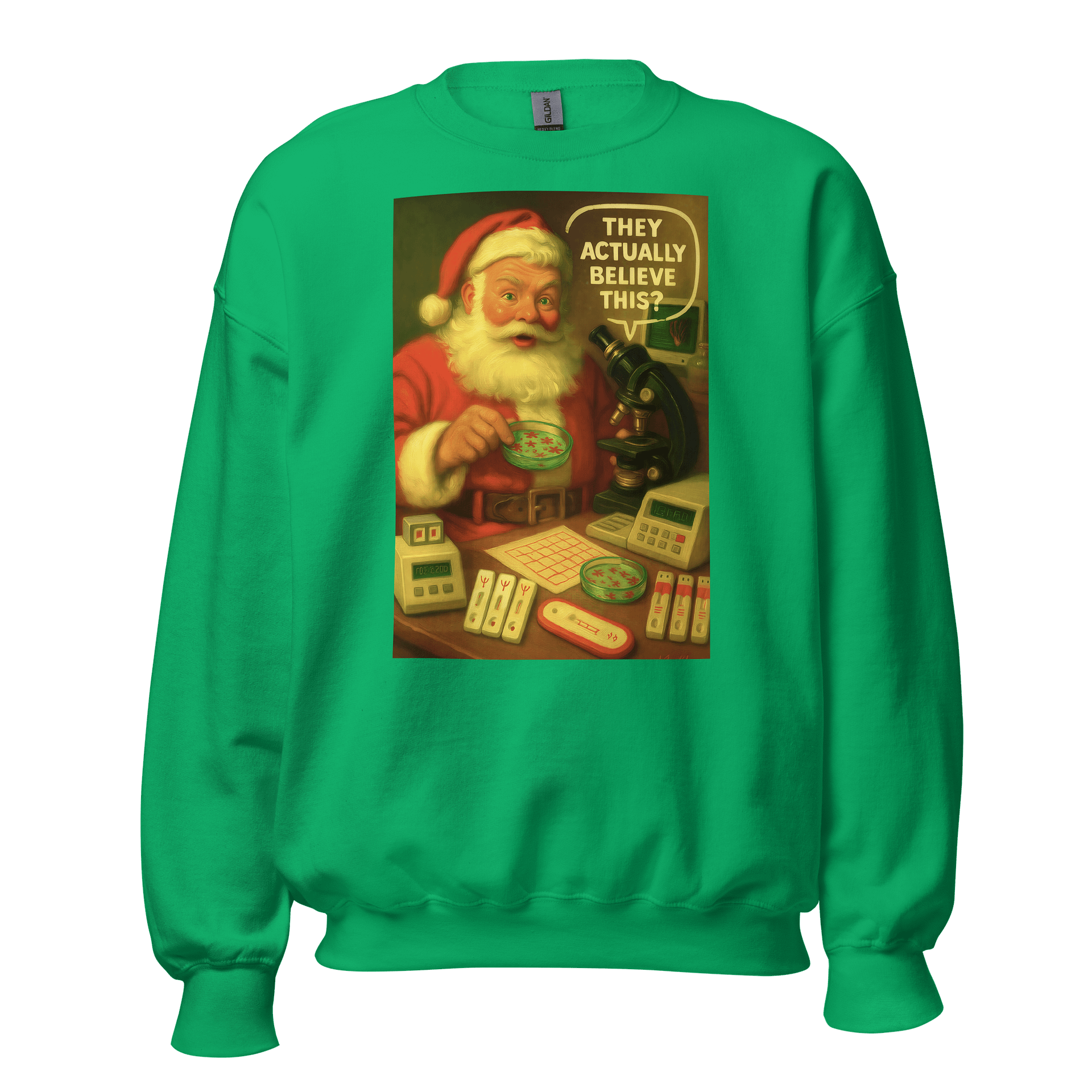 Skeptical Santa Crewneck Sweatshirt Green product image (1)