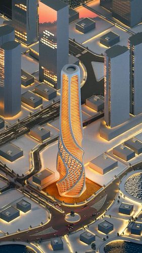 Helixa Tower
.
Helixa Skyscraper is a parametric architectural statement sculpted in direct response to prevailing wind patte...