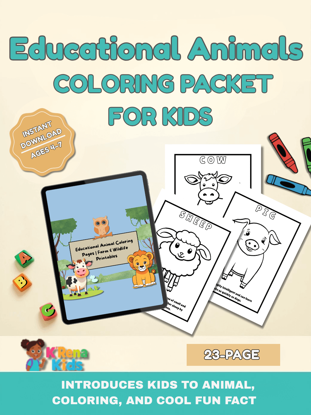 Educational Animals Coloring Pages product image (1)