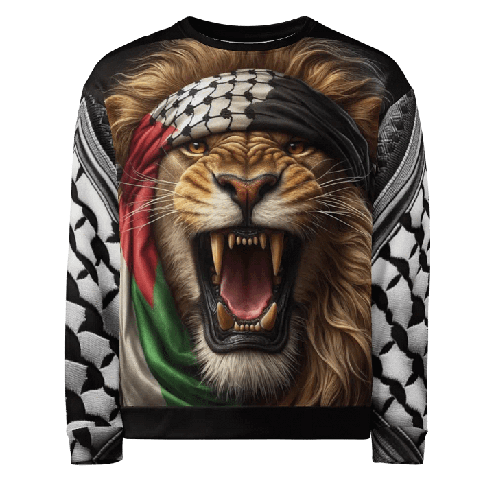 Roaring Lion All-Over Print Sweatshirt | AI Design Free Palestina product image (1)