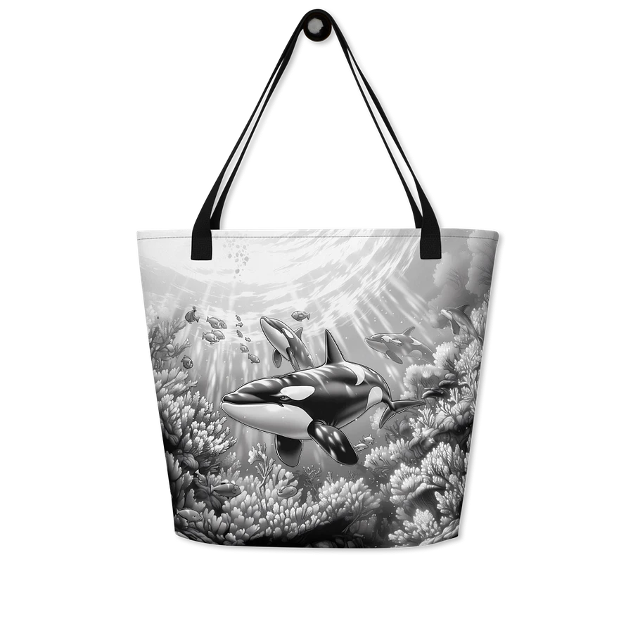 Tote Bag: Captivating Orca Undersea Ocean Lover Black and White Design product image (8)