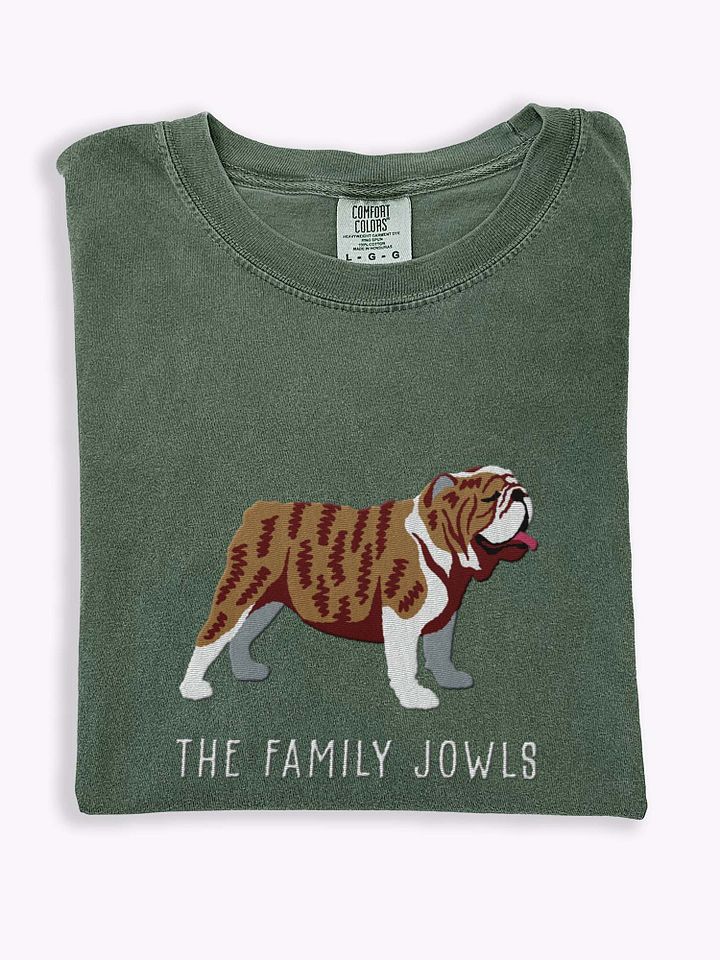 The Family Jowls T-Shirt(Embroidered) of an English Bulldog(Brindle) product image (1)