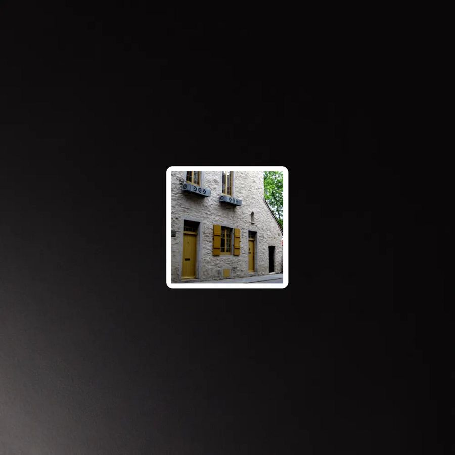 Charming Rustic Facade with Yellow Shutters Magnet product image (5)