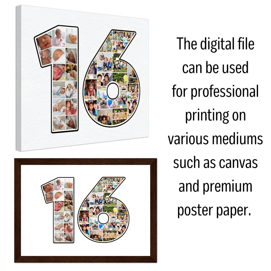 Number 16 Photo Collage Canva Template product image (5)