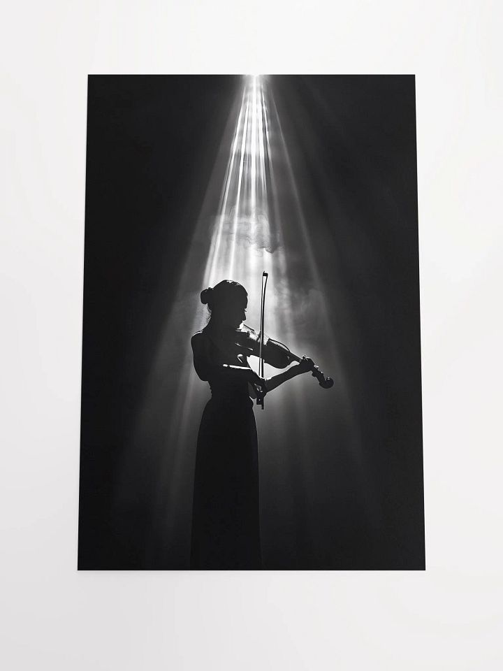 Dramatic violinist silhouette under spotlight glow product image (1)