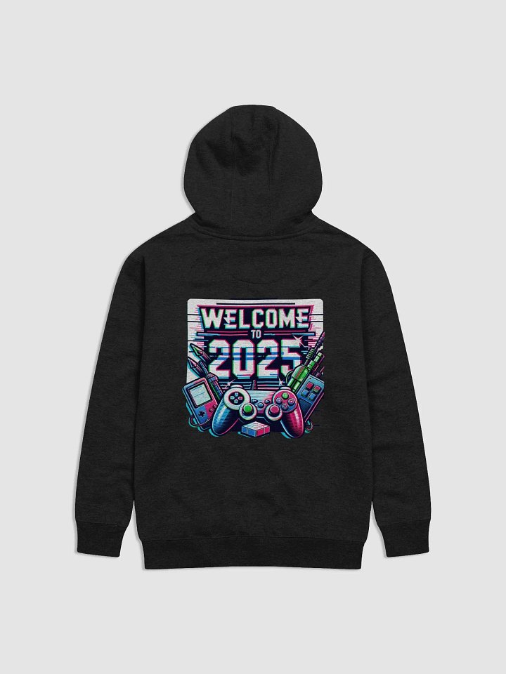 Futuristic Gamer Hoodie – Glitch Text “Welcome to 2025” with RGB Vibes product image (13)