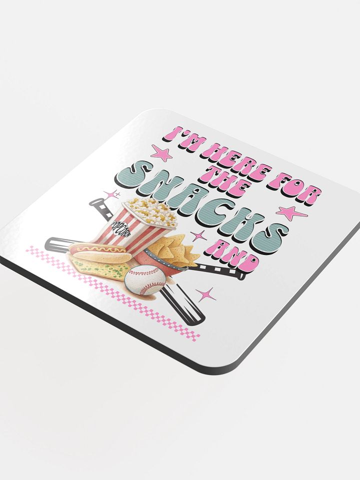 Im Here For The Snacks And Baseball Glossed Cork Coaster product image (1)