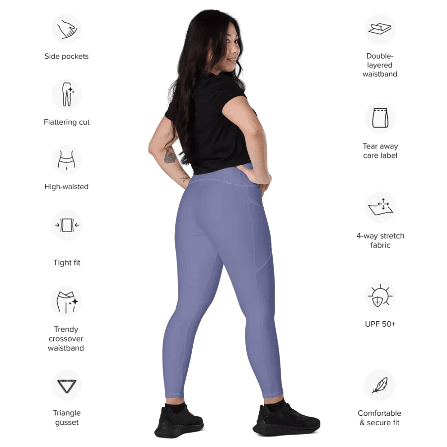 Plain Purple Soft Summer Women's High Waisted Premium Crossover Leggings with Pockets by Treasure Pie product image (10)