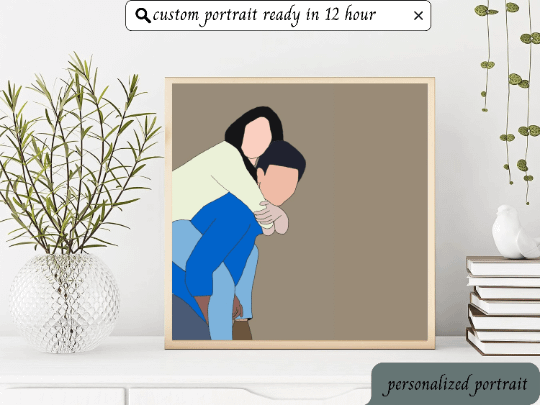 Custom Portrait, Minimalist Couple Portrait, Cute Cartoon Illustration, Personalized Print, Valentine Gift, Couple Memory Digital Gift product image (6)
