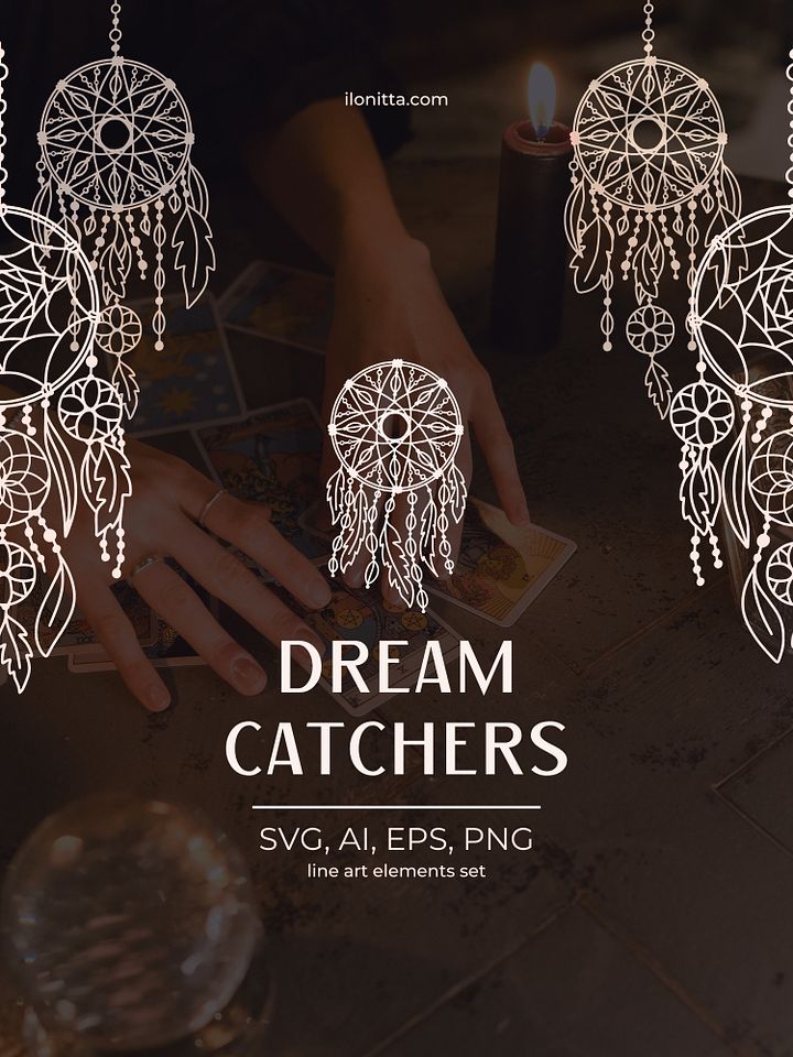Ethnic Dreamcatchers Line Art Vector product image (1)