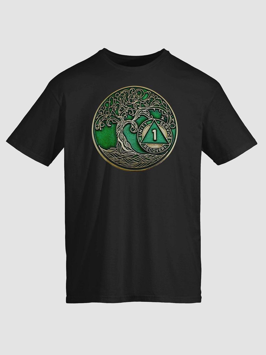 Twisted Tree of Life 1st Year Sobriety Green Medallion T-Shirt product image (1)