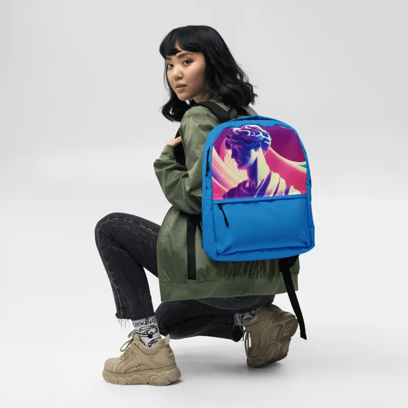 Greek God Retrowave City Pop Navy Blue Backpack product image (1)
