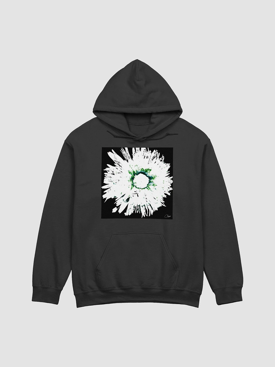 White and Green Distressed Daisy on a Dark Abstract Background Women's Classic Hoodie product image (1)
