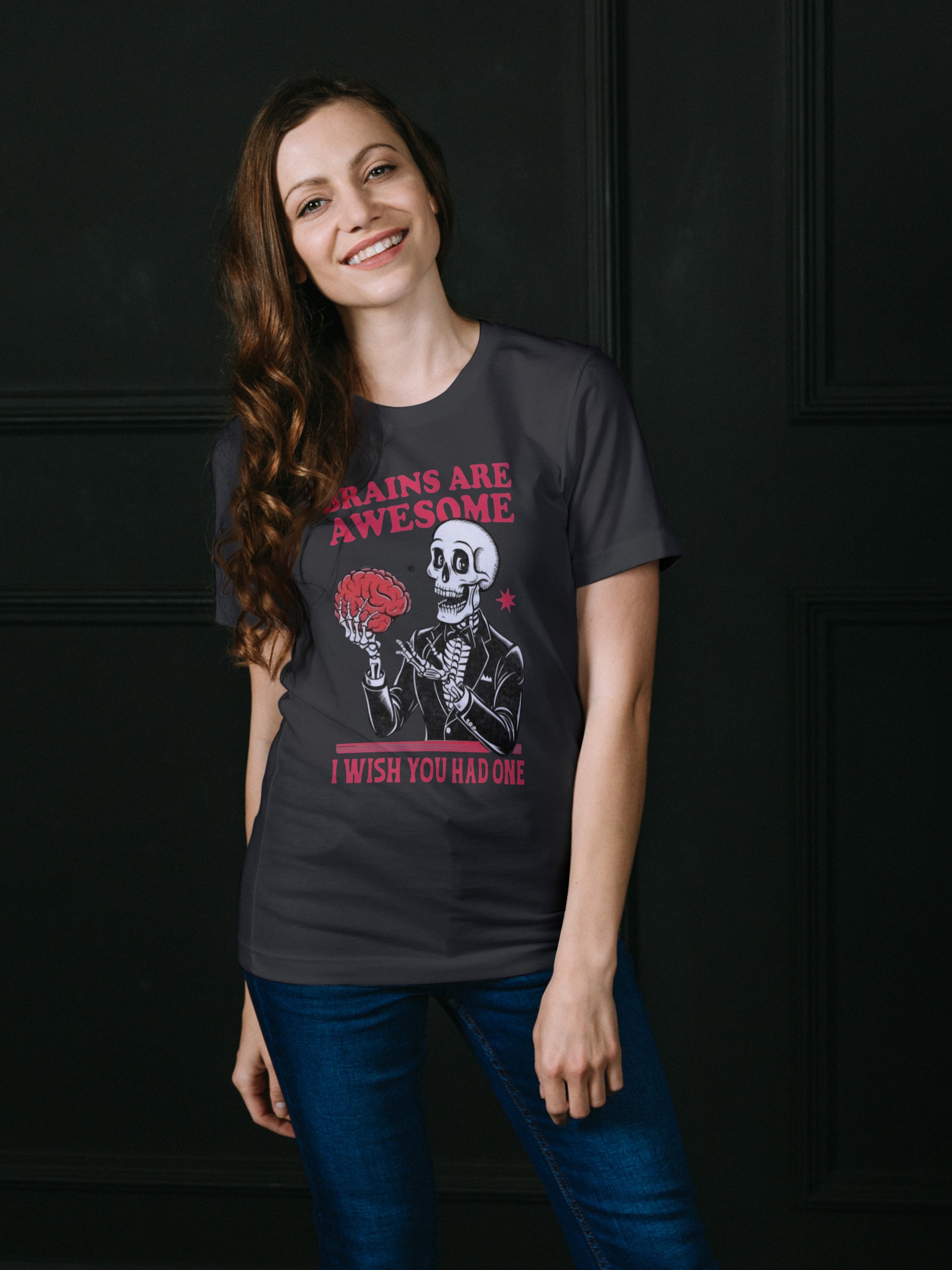Funny Skeleton T-Shirt | "Brains Are Awesome" Sarcastic Tee product image (141)