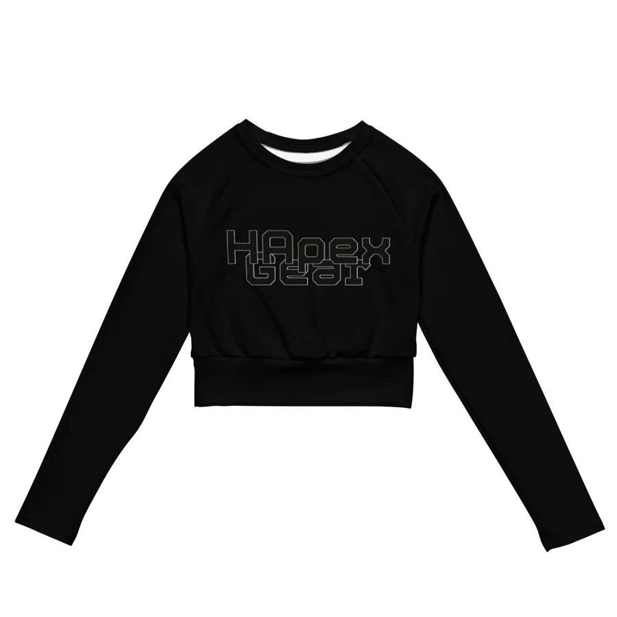 Recycled Long Sleeve Crop Top - Black - Black HApex Gear Black Logo product image (6)