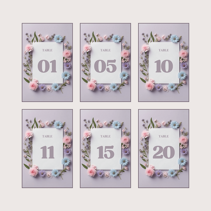 Floral Table Number Card - Dizynai (DTN-06) product image (2)