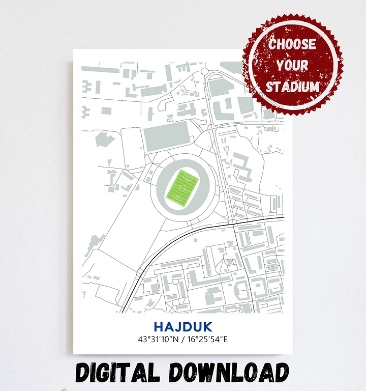 Hajduk Stadium Map Design Digital Download product image (1)