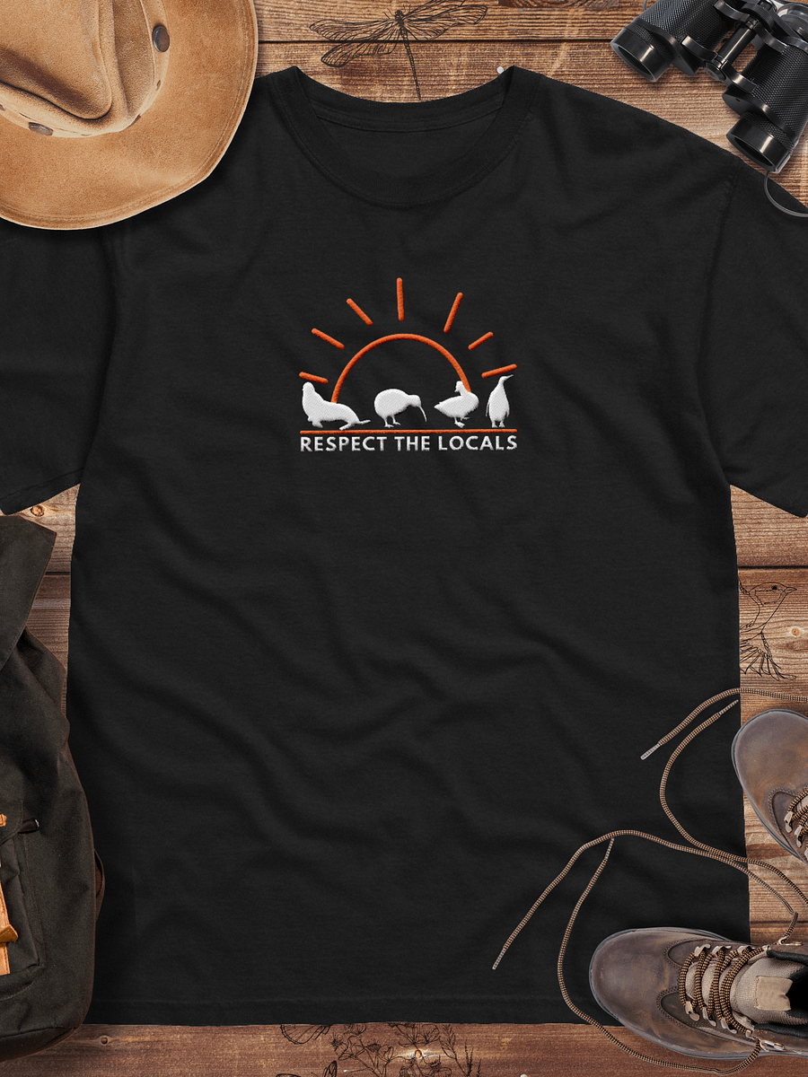 Respect The Locals Embroidered T-Shirt, New Zealand Wildlife Tee, Respect Local Wildlife Shirt, Nature Conservation Gift product image (1)