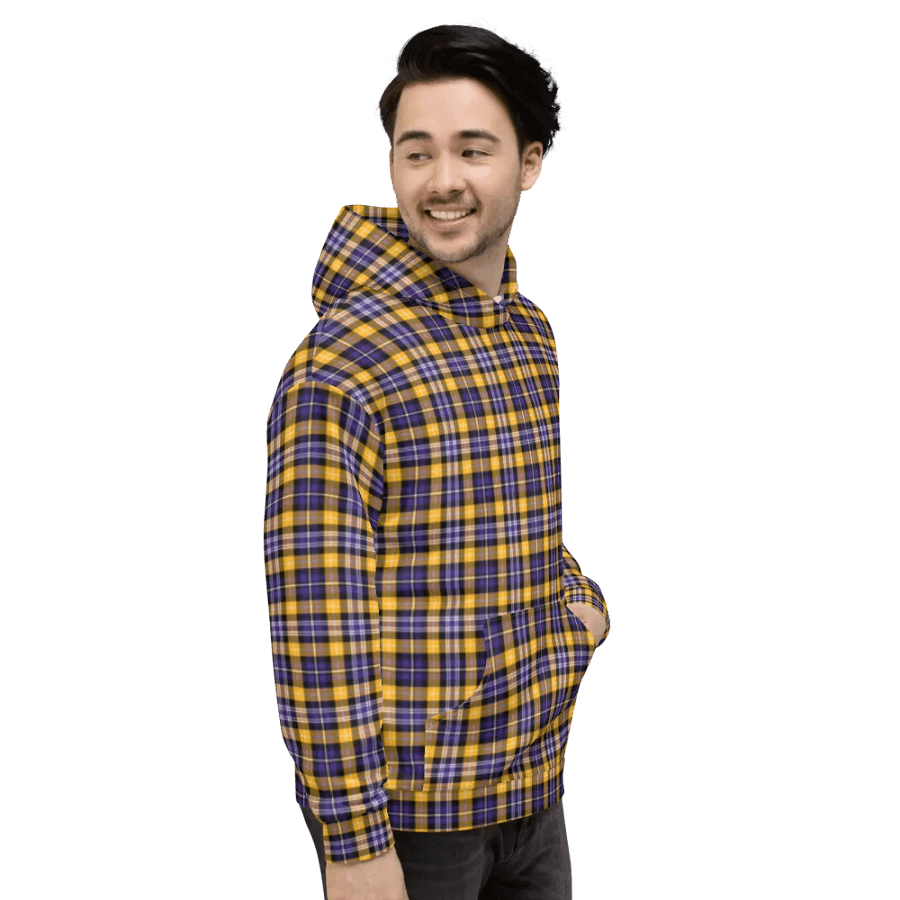 Purple and Yellow Gold Sporty Plaid Hoodie product image (5)