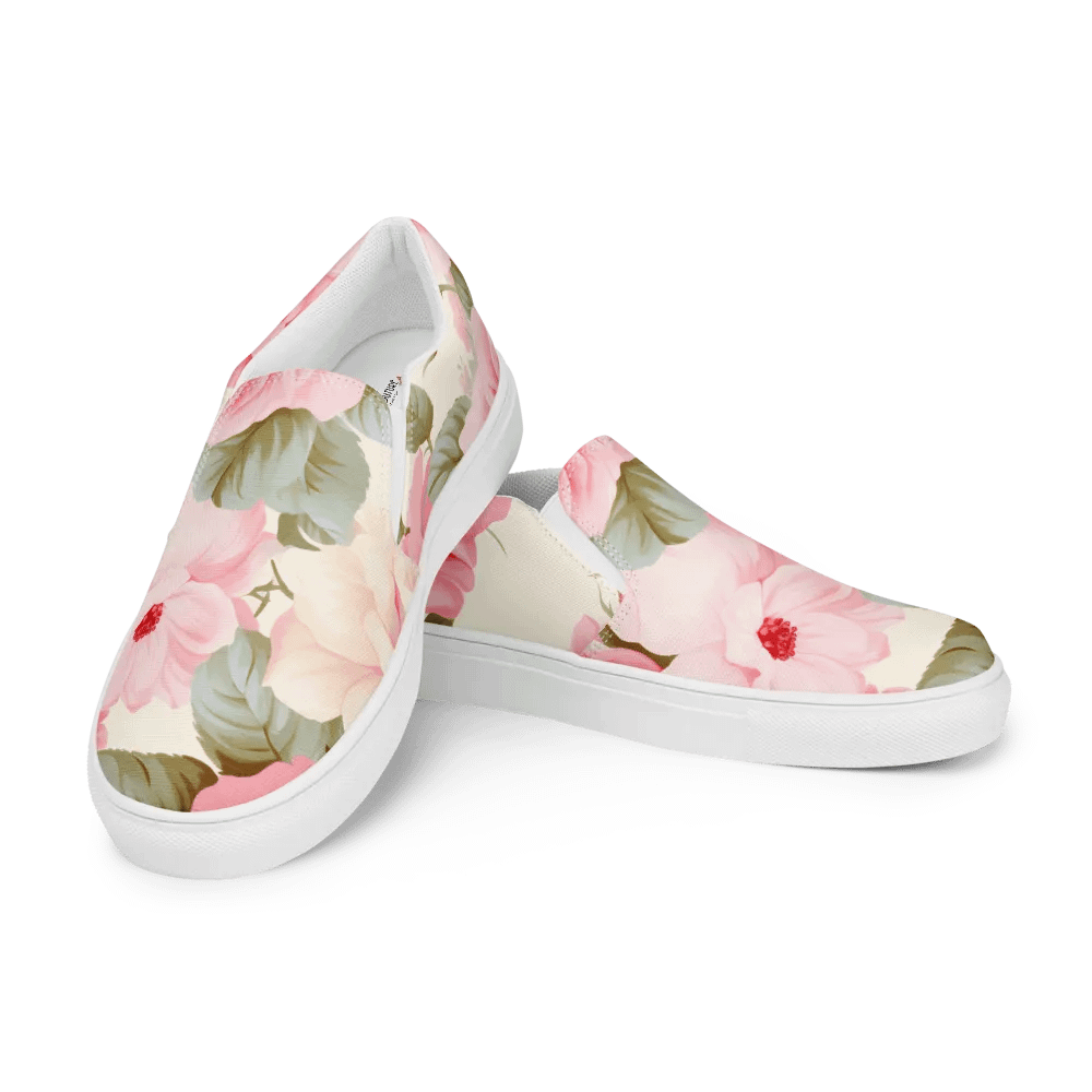 Vintage Rose Blossom Women's Canvas Shoes product image (1)