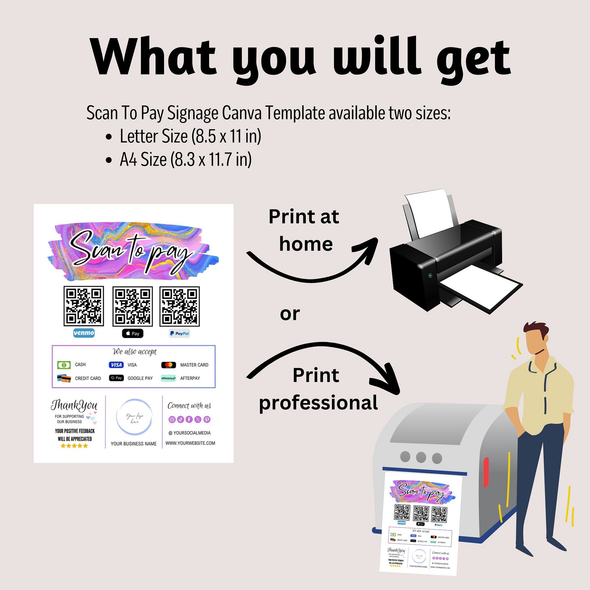 Unicorn - Scan To Pay QR Code Sign Template product image (3)