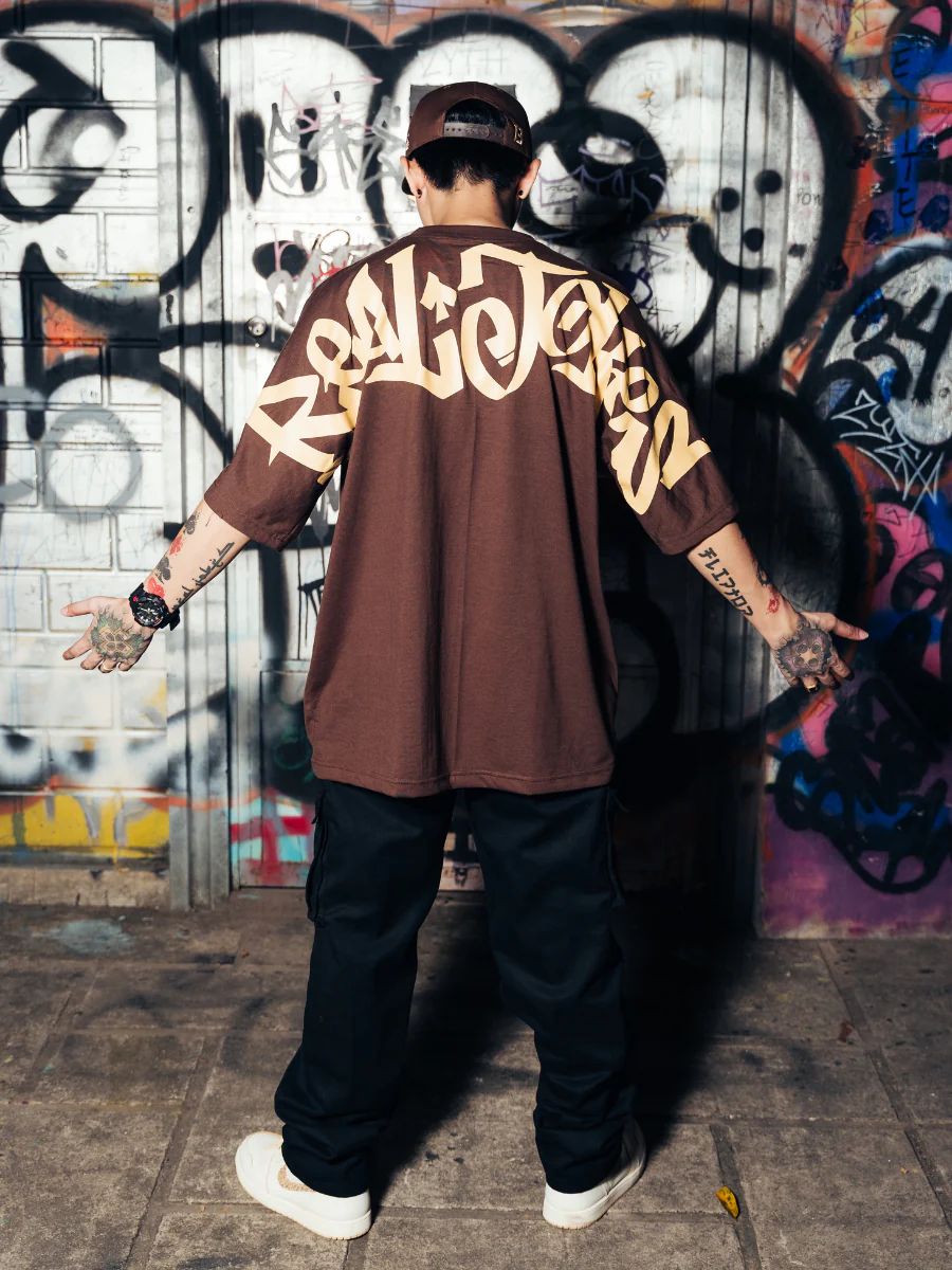 REAL JOKES STAMP - BROWN Oversized Unisex Tshirt product image (6)
