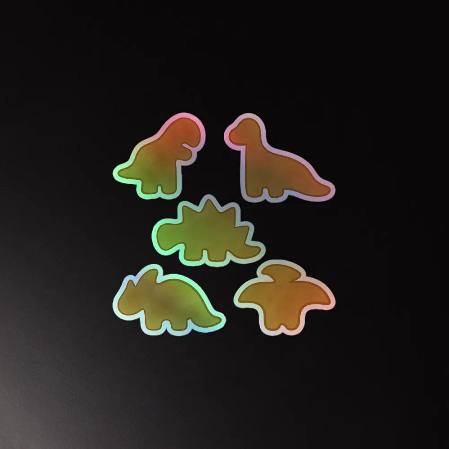 Dino Nugget Holographic Hand-drawn Stickers - 5 Pack product image (2)