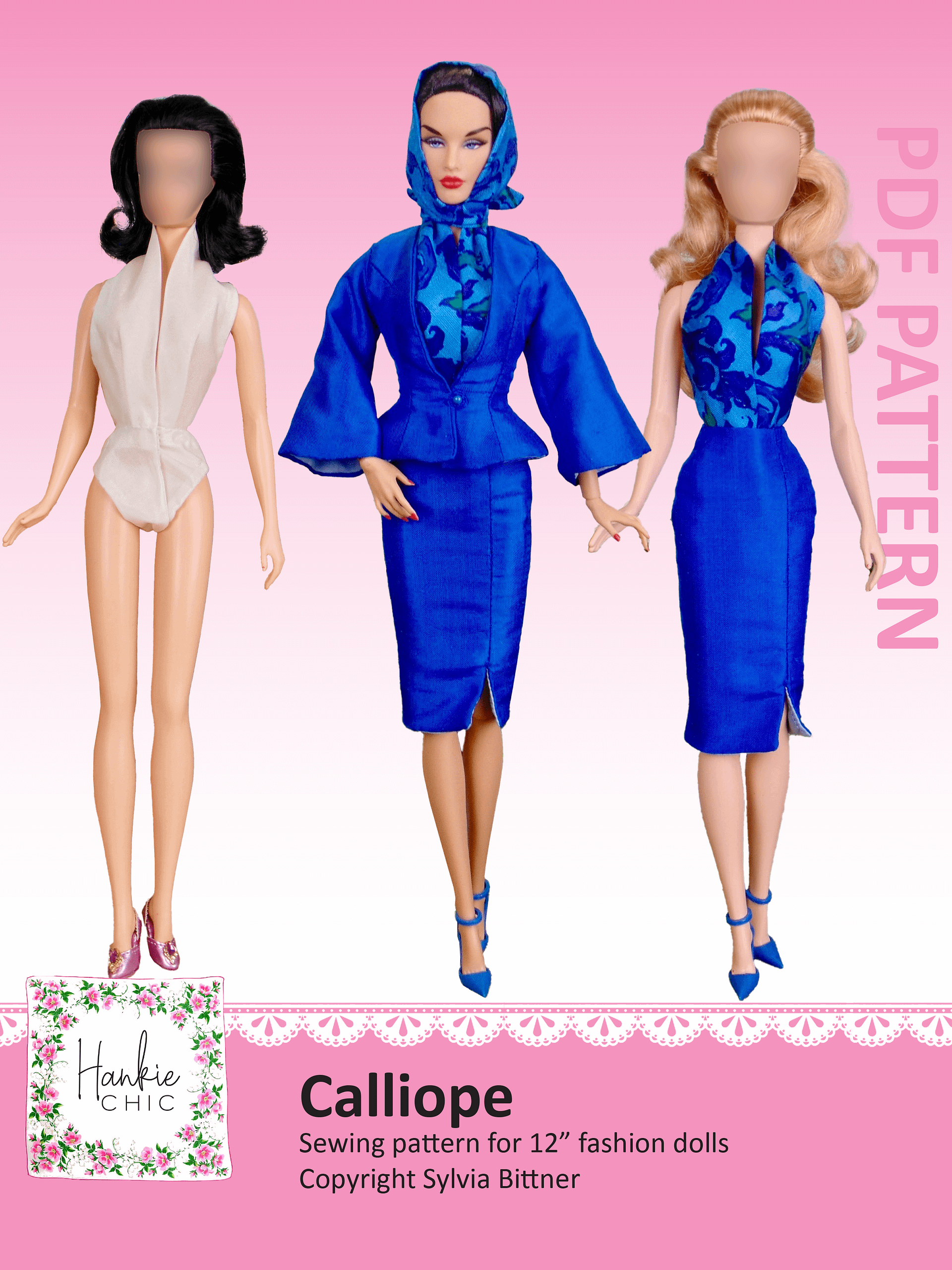 Calliope sewing pattern for 12" fashion dolls product image (1)